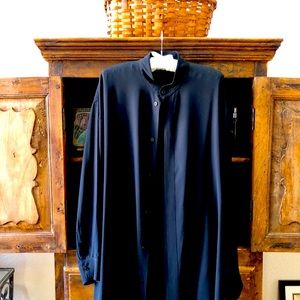 Eskandar Size 2 Black Silk Blouse